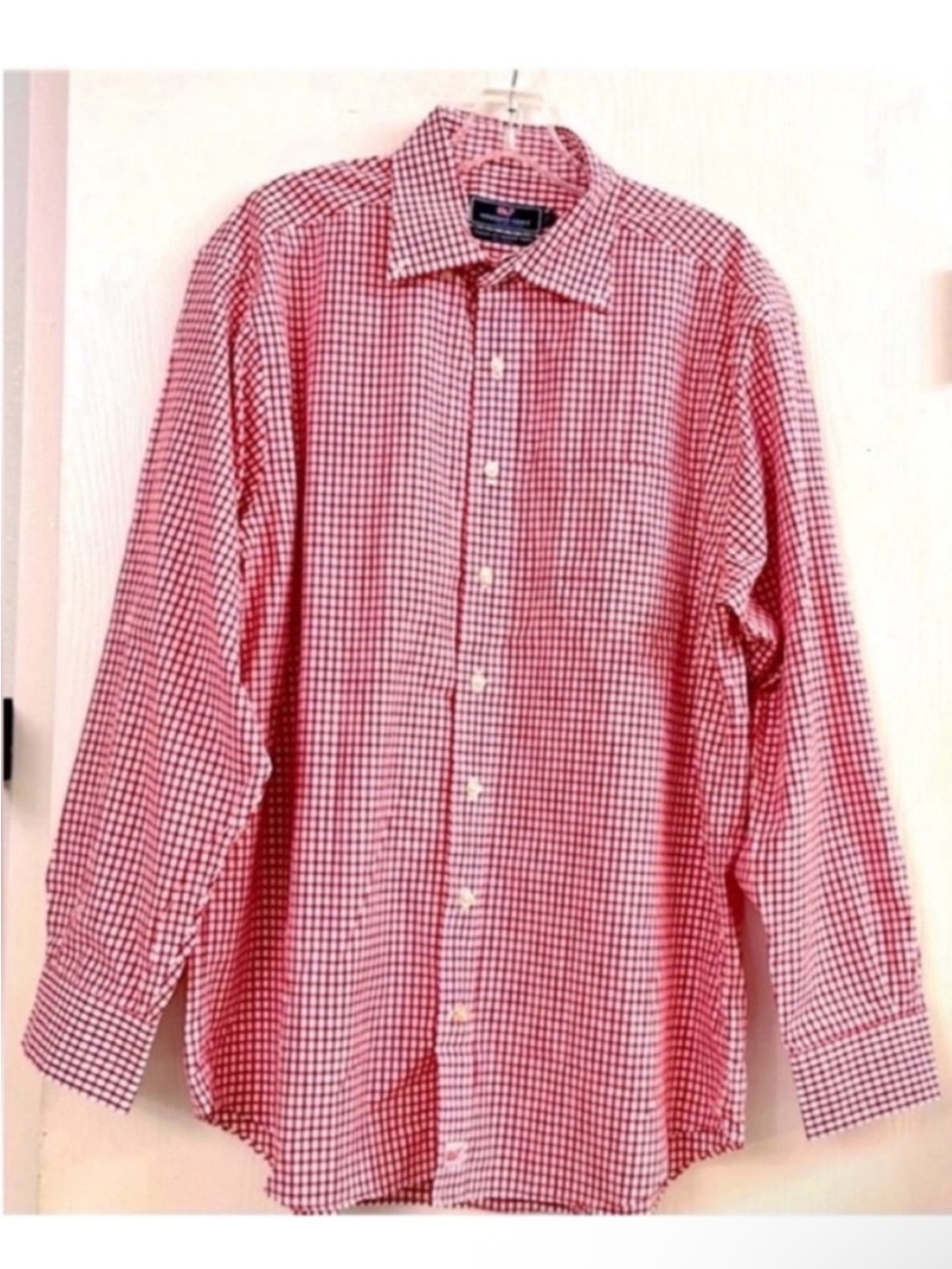Vineyard Vines Classic Fit Men's Red Gingham Button-Down Shirt Size Large